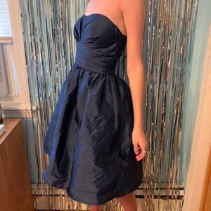 ELIZA J NAVY STRAPLESS TAFFETA DRESS